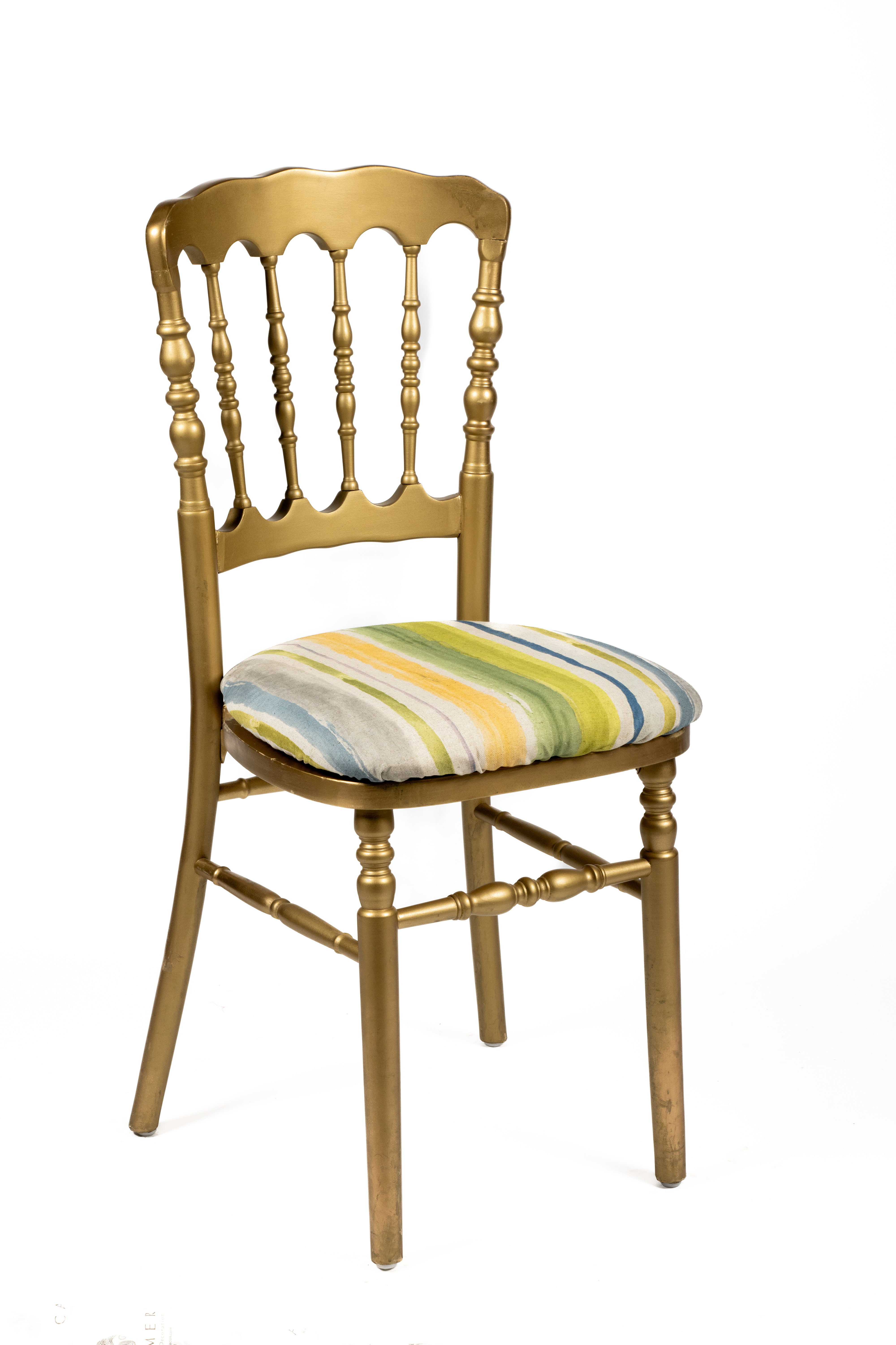 Cojin rayas silla napoleon dorada